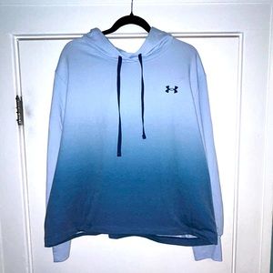 NWT Under Armour Size 1X Gray Navy Rival Terry Gradient Loose Pullover Hoodie